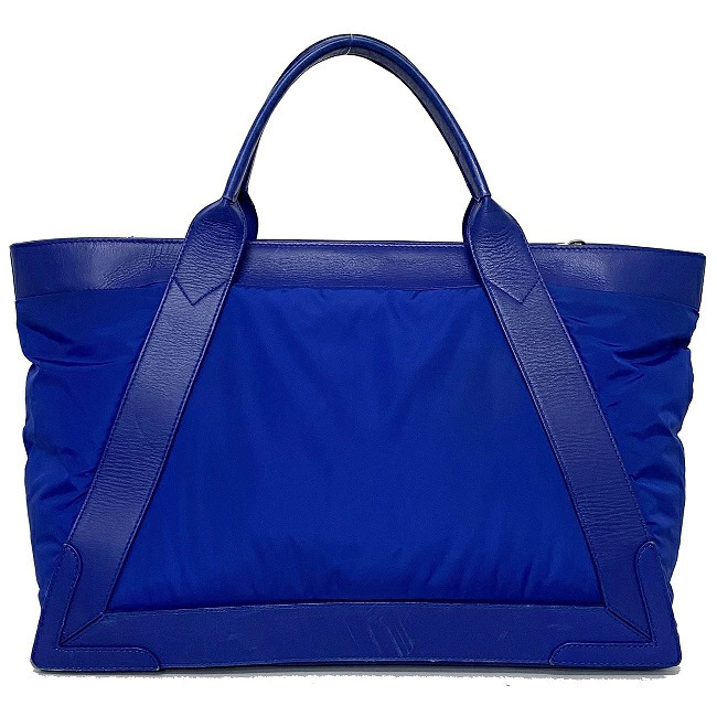 Balenciaga Navy Tote Cabas Travel Blue Leather Bag Blue Logo